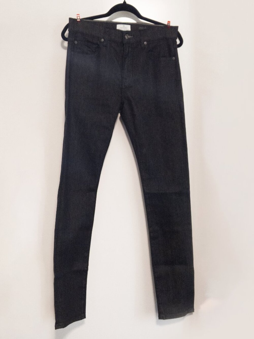 7 For All Mankind Paxtyn Jeans Black Premium Denim Size 30 Skinny Leg Luxe Dark